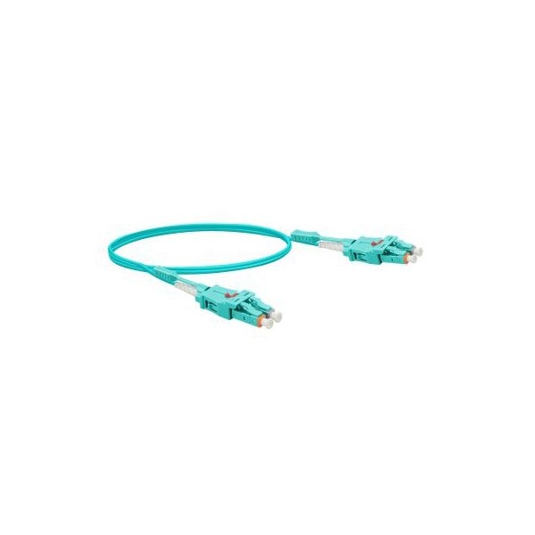 Exertis Connect 392946 LWL Patchkabel Uniboot, 50/125 µm, OM3-Faser, LC Duplex Stecker/ LC Duplex Stecker, UPC, aqua, 10,0 m