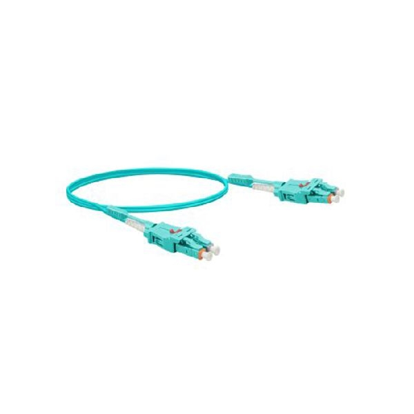 Exertis Connect 392941 LWL Patchkabel Uniboot, 50/125 µm, OM3-Faser, LC Duplex Stecker/ LC Duplex Stecker, UPC, aqua, 1,0 m