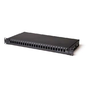 Tecline 90758S LWL Spleißbox, unbestückt, 24-fach SC Simplex / LC Duplex Frontblende, 19", ausziehbar, schwarz RAL 9005