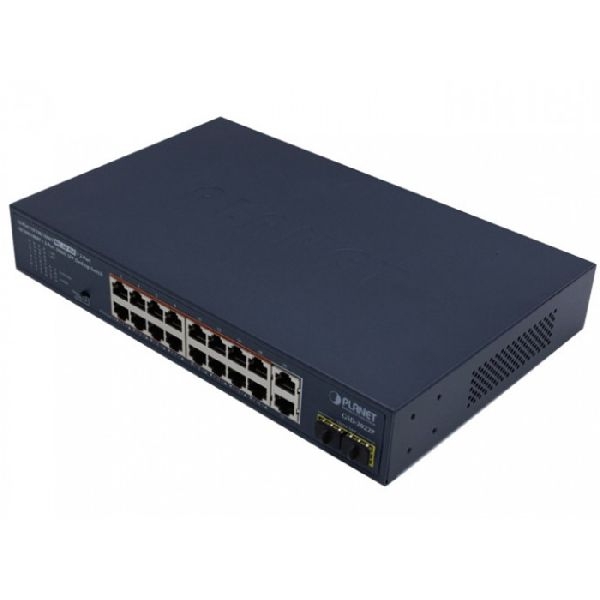Planet GSD-2022P Planet Gigabit Switch GSD-2022P, 16 Port PoE+, 2 Uplinkports, 2 SFP Slots