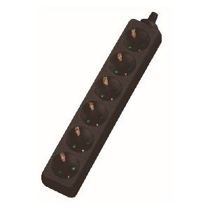 Dexlan 994907 Dexlan Steckdosenleiste 6-fach, Anschlussleitung 1,5 m, schwarz