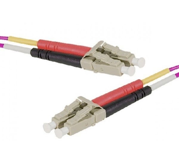 Exertis Connect 392787 LWL Patchkabel HD, 50/125 µm, OM4-Faser, LC Duplex Stecker/Stecker, erika-violet, 15,0 m UPC