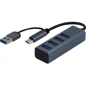 Dacomex HB314 Dacomex USB Hub HB314, Eingang USB Type-A/C, Ausgang 4x Type-A, Recycling-Material