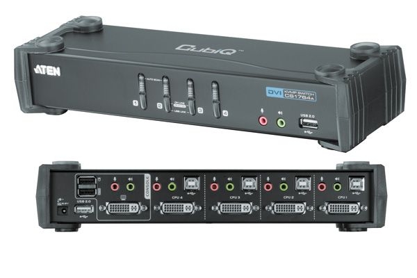 Aten CS1764A ATEN DVI KVM Switch CS1764A mit Audio, USB, 4-fach, Desktop, mit Anschlusskabeln