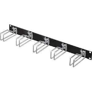 Rittal 5502205 Rittal 19" Rangierfrontplatte, 1 HE, 5 Kabelrangierbügel 43 x 55 mm (Metall), schwarz RAL 9005
