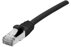 Dexlan 858649 Dexlan Patchkabel Cat. 6A Class EA, S/FTP (PiMF), halogenfrei, mit Rastnasenschutz, schwarz, 1,0 m
