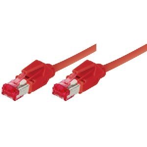 Tecline 71701R Tecline Patchkabel Cat. 6, S/FTP (PIMF), Crossover, halogenfrei, mit Rastnasenschutz, rot, 1,0 m