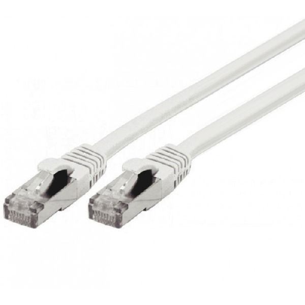 Exertis Connect 854562 Patchkabel Cat. 6A, S/FTP (PiMF), TPE, halogenfrei, GRS-zertifiziert, mit Rastnasenschutz, weiß, 10,0 m