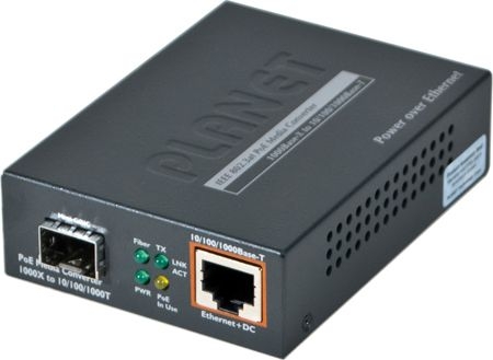 Planet GTP-805A Planet Medienkonverter GTP-805A, 1x 1000/100/10 Mbit/s (RJ45) mit PoE 802.3af, 1x SFP Slot 1000/100 Mbit/s