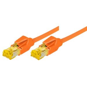 Tecline 72250A Tecline Patchkabel Cat. 6A (ISO/IEC), S/FTP, halogenfrei, mit Rastnasenschutz, orange, 50,0 m