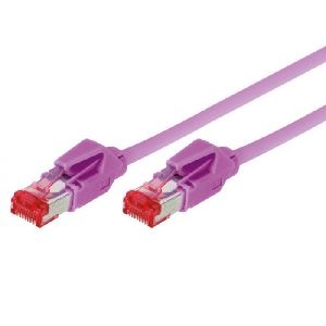 Tecline 718003M Tecline Patchkabel Cat. 6 (EIA/TIA), S/FTP, halogenfrei, mit Rastnasenschutz, erikaviolett, 0,3 m
