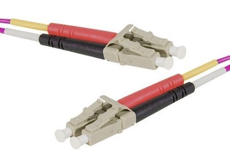 Exertis Connect 392786 LWL Patchkabel HD, 50/125 µm, OM4-Faser, LC Duplex Stecker/Stecker, erika-violet, 10,0 m UPC