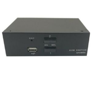Dexlan DX-K2DP Dexlan KVM Switch, 2-Port, 2x DisplayPort 4k und USB 2.0, Desktop-Gehäuse, mit Anschlusskabeln