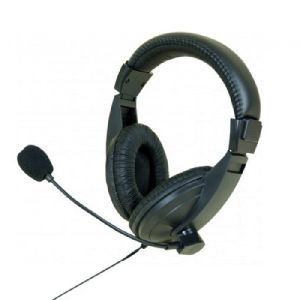 Exertis Connect 59203 Stereo Headset mit Mikrofon, schwarz, 2 x Klinkenstecker 3.5 mm (2,3m Kabel)