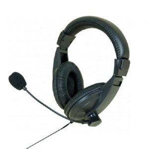 Exertis Connect 59203 Stereo Headset mit Mikrofon, schwarz, 2 x Klinkenstecker 3.5 mm (2,3m Kabel)