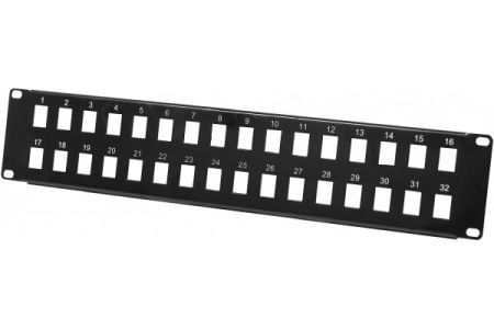 Exertis Connect 908070 Modulträger für 32 Keystone-Anschlussbuchsen, 19 Zoll, schwarz
