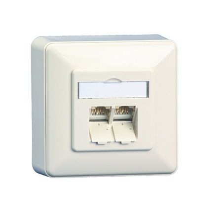 MetzConnect 130C380002-I Metz Connect Datendose E-DAT C6A, Cat.6A (ISO), 2-fach, Aufputz, reinweiß RAL 9010