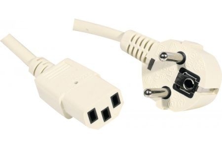 Exertis Connect 808110 Netzanschlusskabel, Schutzkontaktstecker abgewinkelt an Kaltgerätebuchse C13, beige, 1,8 m