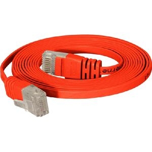 Tecline 77802R High Quality Flachband Patchkabel Cat. 6, U/UTP, rot, 2