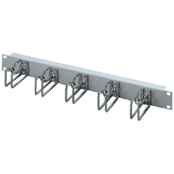 Rittal 7257035 Rittal 19" Rangierfrontplatte, 1 HE, 5 Kabelrangierbügel 43 x 105 mm (Metall), montiert, hellgrau RAL 7035