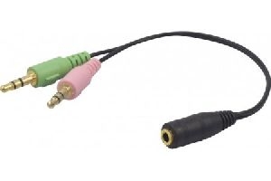 Exertis Connect 721136 Audio Adapter für Headsets mit 3,5 mm Klinkenstecker, 1x Buchse an 2x Stecker, 0,15 m