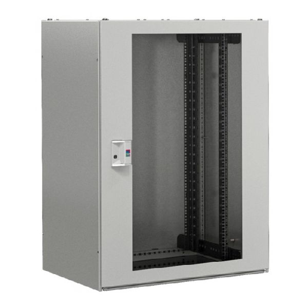 Rittal 7888718 Rittal 19" Netzwerkschrank TX CableNet, zerlegbar, 24 HE, 800 x 800 mm, lichtgrau RAL 7035, Sichttür vorn, Blechtür hinten