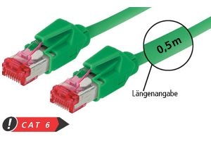 Tecline 718015G Patchkabel S/FTP, PiMF, CAT.6A EIA/TIA, Class EA, grün