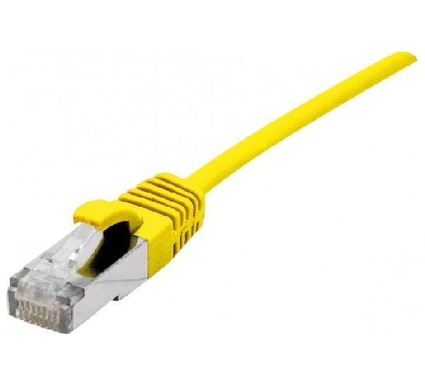 Dexlan 858708 Dexlan Patchkabel Cat. 6A, S/FTP (PiMF), ultradünn, halogenfrei, mit Rastnasenschutz, gelb, 0,5 m