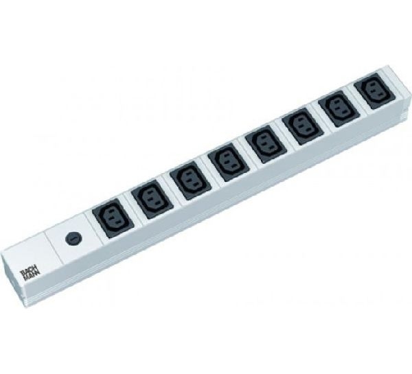 Bachmann 333540 Bachmann 19" PDU Basic, Steckdosenleiste mit Sicherung, Anschlusskabel mit C14 Stecker, 8-fach IEC320 C13 Kaltgerätebuchse