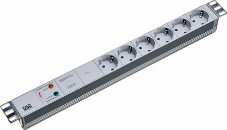 Bachmann 333402 Bachmann 19" PDU Basic, Steckdosenleiste mit Überspannungsschutz + Netz- und Frequenzfilter , 6-fach Schutzkontaktsteckdose