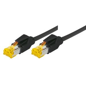 Tecline 72207S Tecline Patchkabel Cat. 6A (ISO/IEC), S/FTP, halogenfrei, mit Rastnasenschutz, schwarz, 7,5 m
