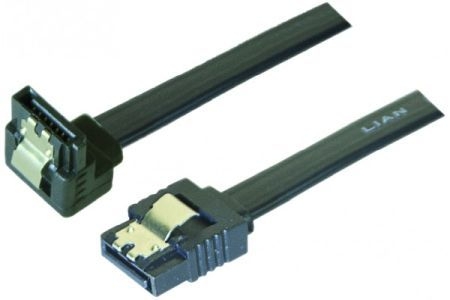 Exertis Connect 314036 SATA III Kabel, 6 Gbit/s, 7pol SATA St. / 7pol SATA St., abgewinkelt, mit Verriegelung, ca. 0,75 m