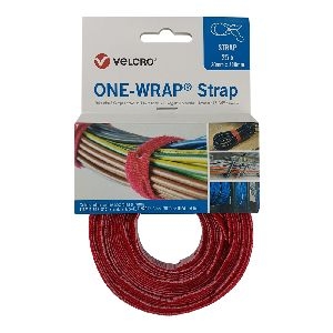 Velcro VEL-OW64505 ONE-WRAP(r) Klett-Kabelbinder der Marke VELCRO(r), 20 mm x 200 mm, 25 Stück, rot