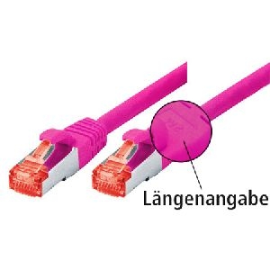 Dexlan 996620 Dexlan Patchkabel Cat. 6, S/FTP (PiMF), halogenfrei, mit Rastnasenschutz, magenta, 30,0 m