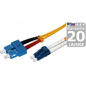 Exertis Connect 393188 LWL Patchkabel, 9/125 µm, OS2-Faser, SC Duplex Stecker/LC Duplex Stecker, gelb, 7,5 m