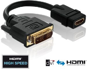 PureLink PI065 PureLink PureInstall Serie HDMI / DVI Adapterkabel, vergoldet, HDMI Bu. A / 18+1pol DVI-D St., 0,1 m