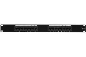 Exertis Connect 257260 Patchfeld, Cat. 6, 16 Port, UTP, 1 HE, 19 Zoll, schwarz