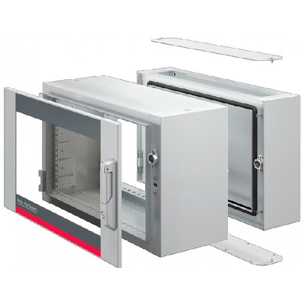 Rittal 2260960 Rittal 19" Wandgehäuse AX, 3-teilig, 9 HE, 600 x 673 mm, lichtgrau RAL 7035, optimale Zugänglichkeit durch Schwenkteil