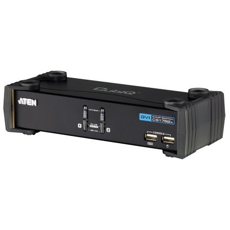 Aten CS1762A ATEN DVI KVM Switch CS1762A mit Audio, USB, 2-fach, Desktop, mit Anschlusskabeln