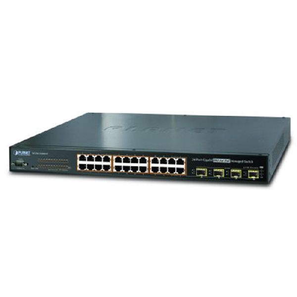Planet WGSW-2404HP4 Planet Gigabit Switch WGSW-2404HP4 24 Port mit 4x SFP Slots, PoE+, 19 Zoll