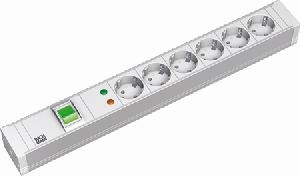 Bachmann 333605 Bachmann 19" PDU PVC Steckdosenleiste mit Schalter und Überspannungsschutz, 6-fach Schutzkontaktsteckdose