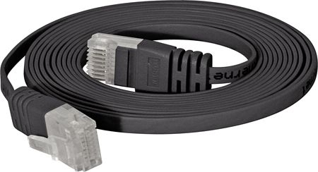 S-Conn 75713-SLS High Quality Flachband Patchkabel Cat. 6, U/UTP, schwarz, 3,0 m