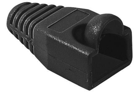 Exertis Connect 253196 Knickschutztülle für Modularstecker RJ45, Rundkabel, bis 6,5 mm, schwarz, VPE 10 Stück