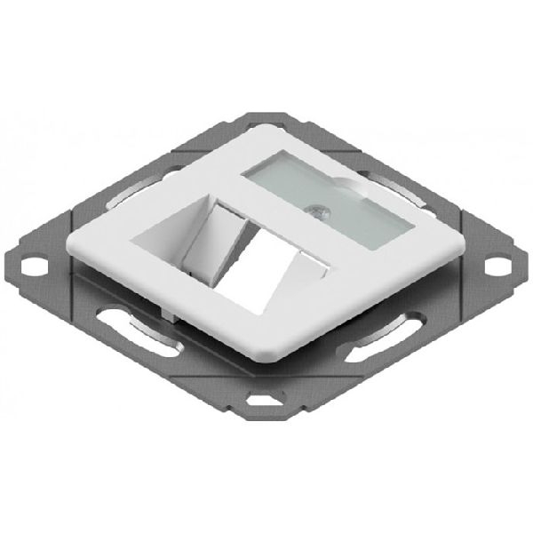 EasyLan CKVD1D2 EasyLan Modulaufnahme SL, 45°-Abgang, Zentralplatte, 1-fach, weiß ähnlich RAL 9010, 1 Stück