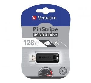 Verbatim 49319 Verbatim USB 3.0 Stick 128GB, PinStripe, schwarz