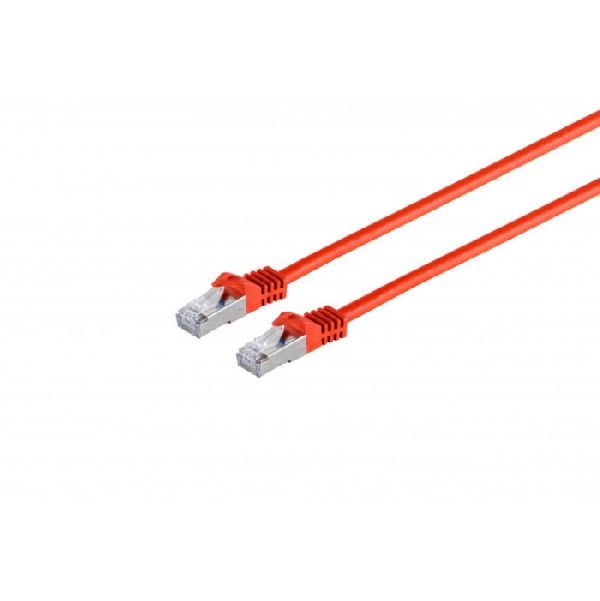 S-Conn 75520-R Patchkabel Cat. 6A Class EA mit Cat. 7 Rohkabel, S/FTP (PiMF), halogenfrei, mit Rastnasenschutz, rot, 10,0 m