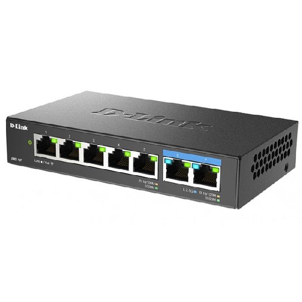 D-Link DMS-107 D-Link Multi-Gigabit Desktop Switch DMS-107, 2 Port 2,5 Gbit/s, 5 Port 1 Gbit/s, Desktop