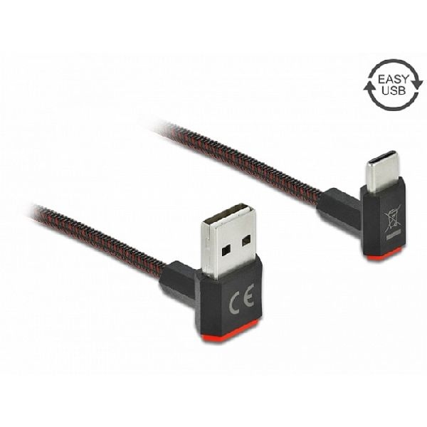Delock 85274 DeLOCK USB 2.0 Kabel, USB St. C unten abgewinkelt / USB St. A unten abgewinkelt, umkehrbar, schwarz, 0,2 m