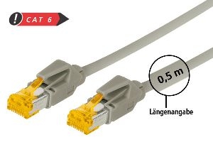 Tecline 722015 Tecline Patchkabel Cat. 6A (ISO/IEC), S/FTP, halogenfrei, mit Rastnasenschutz, grau, 1,5 m
