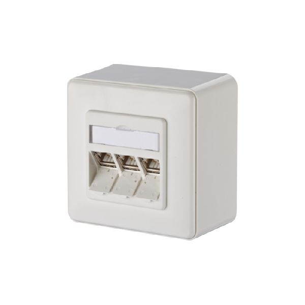 MetzConnect 130B12D30002-E Metz Connect Datendose C6Amodul, Cat.6A (ISO), 270°, 3-fach, Aufputz, reinweiß RAL 9010